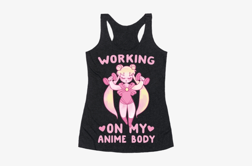Working On My Anime Body Racerback Tank Top - Partners In Wine Shirt, transparent png download