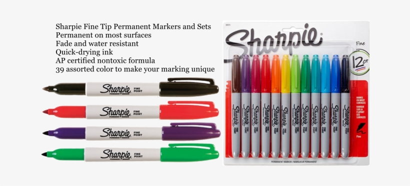 Sharpie Fine Tip Permanent Markers And Sets Permanent - Sharpie Fine Point Pack, transparent png download