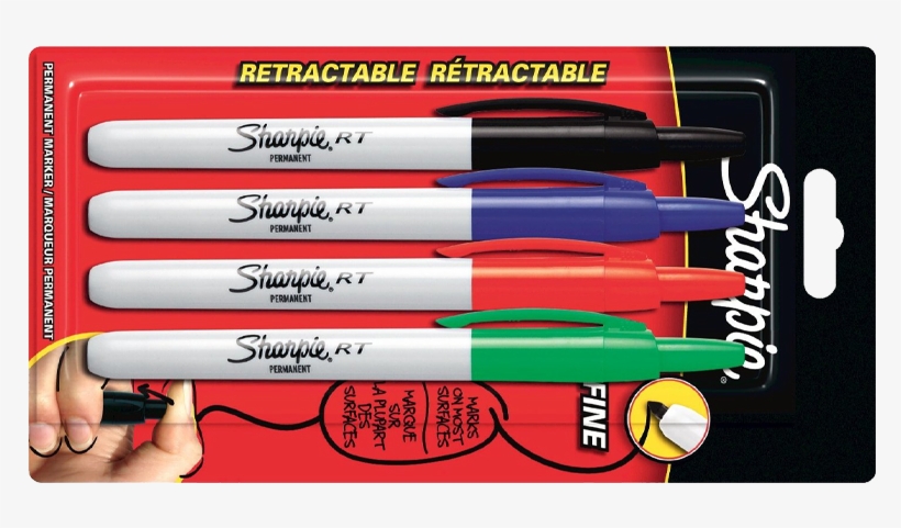 Marker Sharpie Rt 4 Colors - Masters Sharpie Mini Pen Black/red/blue/green, transparent png download