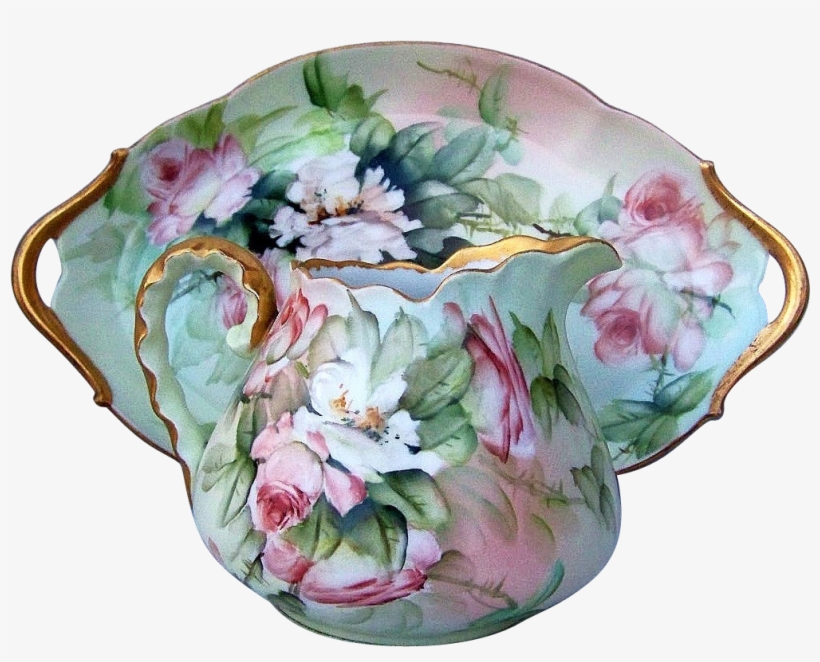 Gorgeous T V Limoges France 1910 Hand Painted Peach - Peony, transparent png download