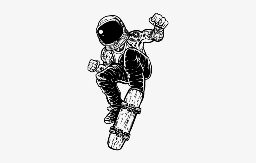 Skateboarding Astronaut T - Astronaut Shirt, transparent png download