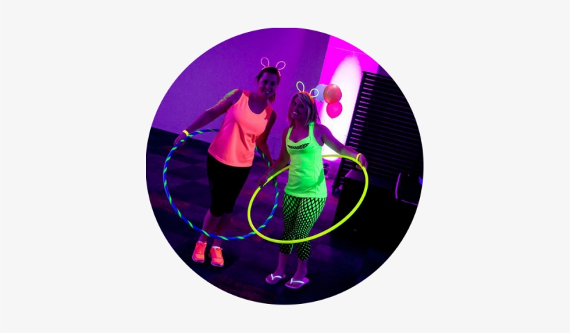 Two Hula Hoopers Posing With Their Uv Active Hoops - Hula Hoop, transparent png download