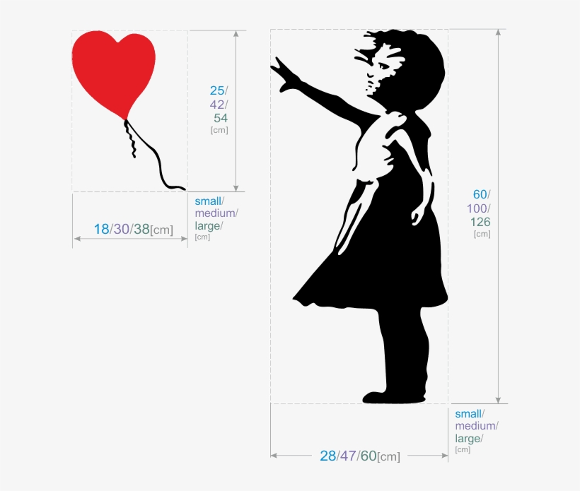 Colours Available - - Banksy Balloon Girl Wall Sticker, transparent png download