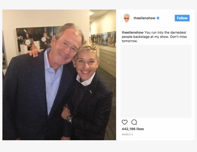 Hillary Clinton, In Her New Book, Fondly Recalls How - Ellen Degeneres George Bush, transparent png download