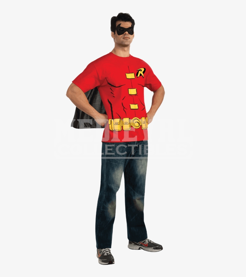 Adult Robin Cape T-shirt With Mask - Robin Shirt With Cape, transparent png download