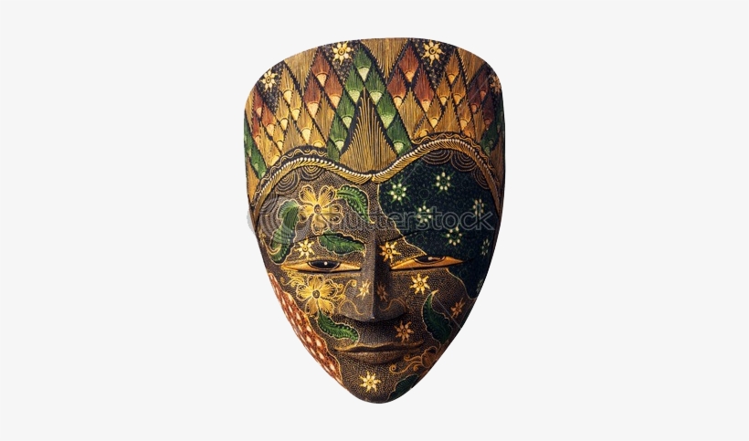 Indonesian Hand-painted Wooden Mask Beautiful Mask, - Mask, transparent png download