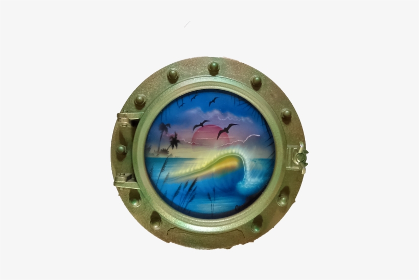 Porthole Round Decorative With Curling Wave At Sunset - Circle, transparent png download