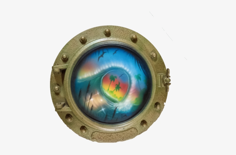 Porthole Round Decorative With Curling Wave And Palm - Circle, transparent png download