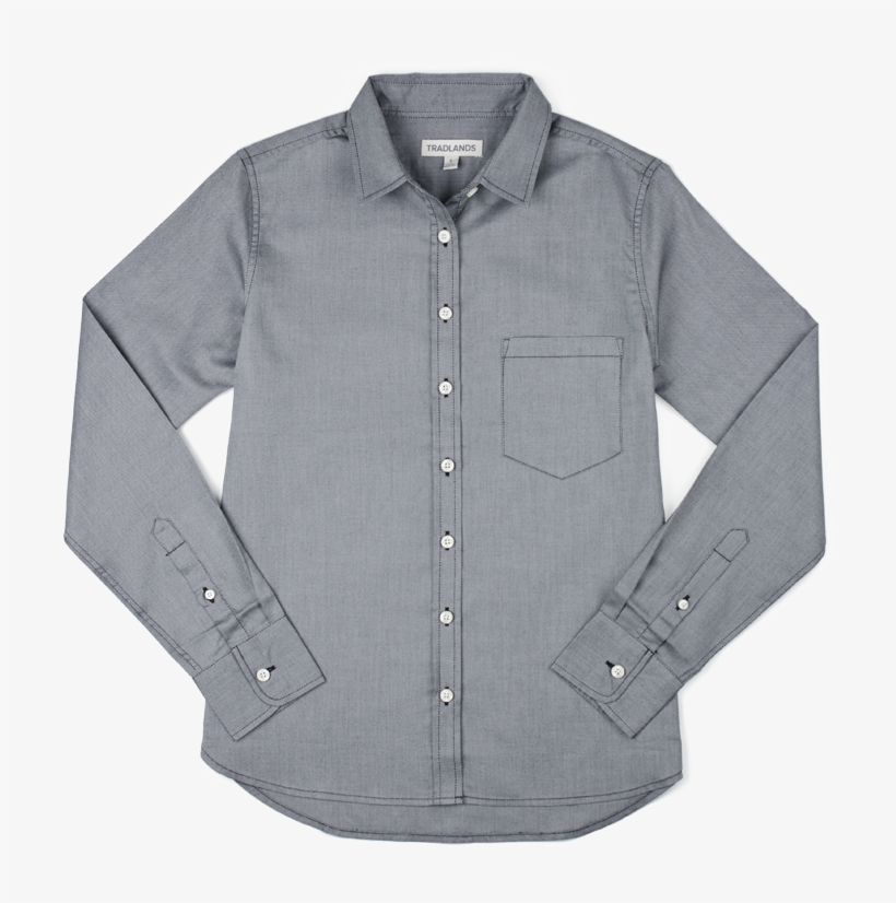 101 Girlfriend Oxford Shirt Charcoal - Button, transparent png download