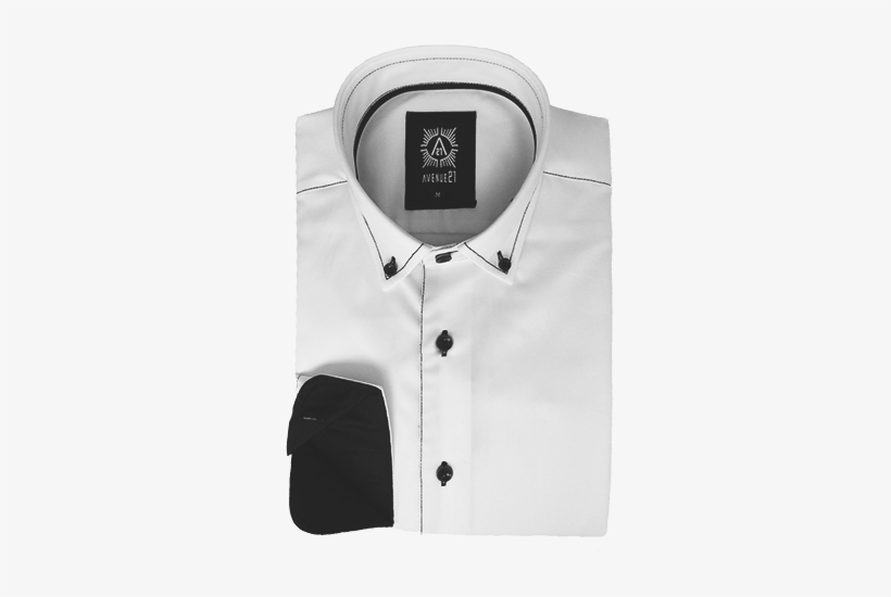 Dress To Impress With This Long Sleeves European Ave21 - White Dress Shirt With Black Stitching, transparent png download