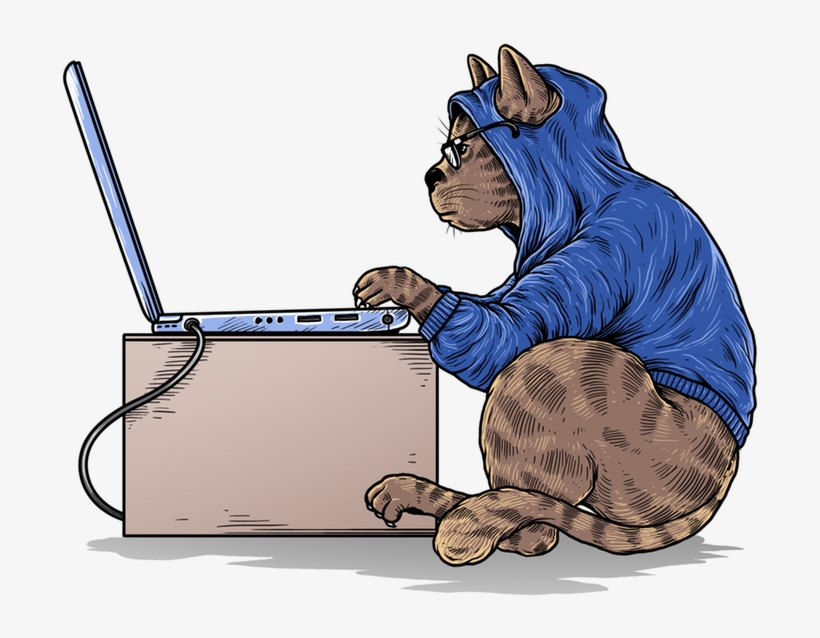 Kelly The Cat At A Laptop - Bathi 99designs, transparent png download