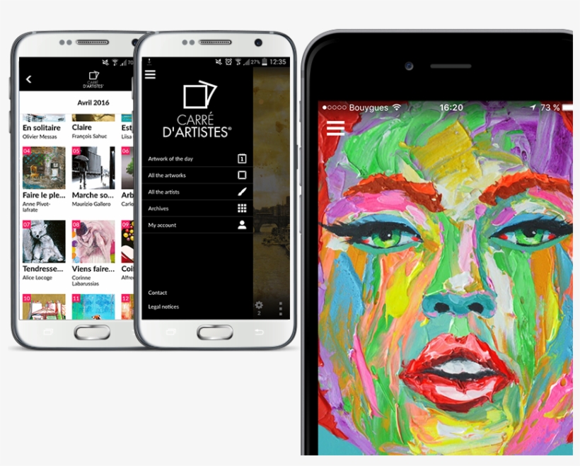 Download On Android Download On Ios - Oeuvre D Art Le Téléphone, transparent png download