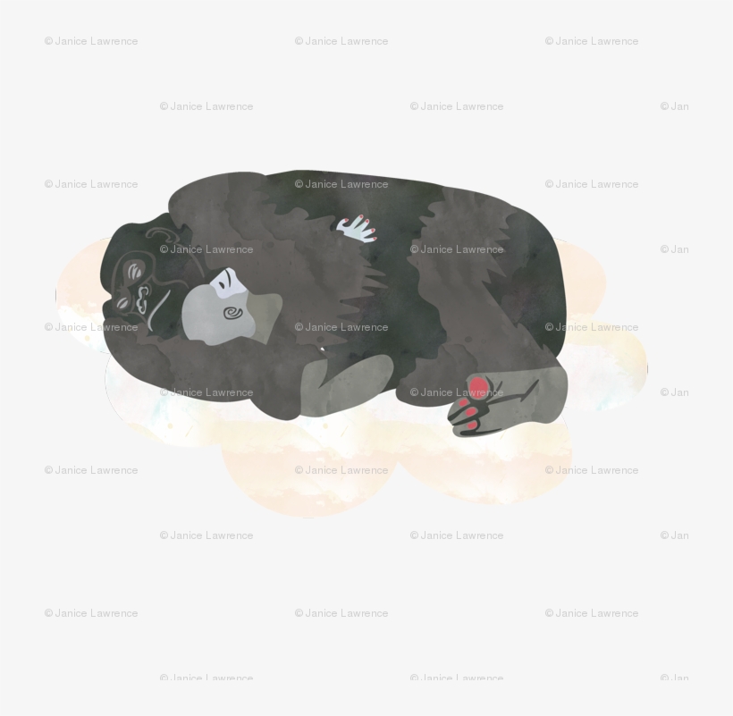 Animal Fabric - Cool White Sleeping Animals Fabric, transparent png download