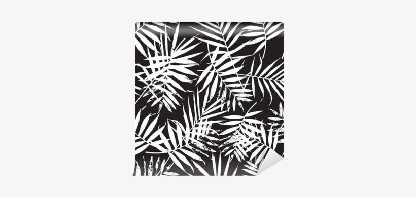 Hand Drawn Vector Leaf Seamless Pattern - White Hand Drawn Palm Leaves, transparent png download