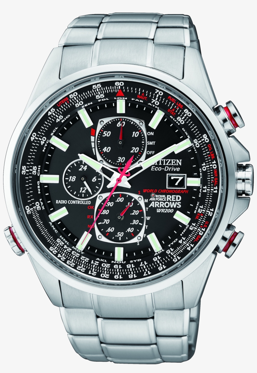 Men's Wrist Band Watch Png Image - Citizen Red Arrows World Chronograph A.t. Eco-drive, transparent png download