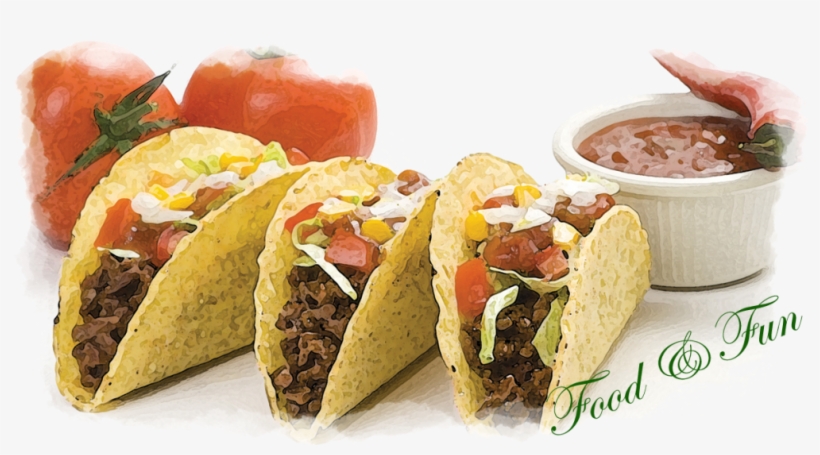 Tacoswatercolorsizedpng - Mexican Food, transparent png download