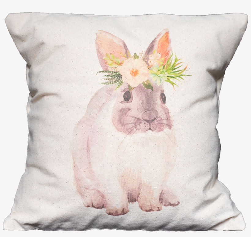 Watercolor Floral Bunny - Cushion, transparent png download