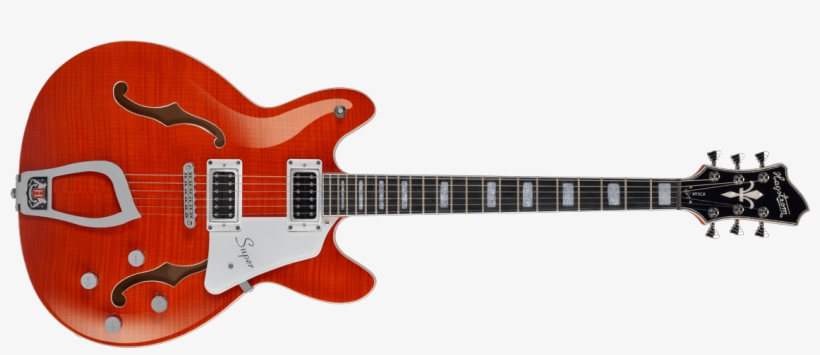 Hagstrom Super Viking Mandarin Flame Front - Hagstrom Super Viking Electric Guitar, transparent png download