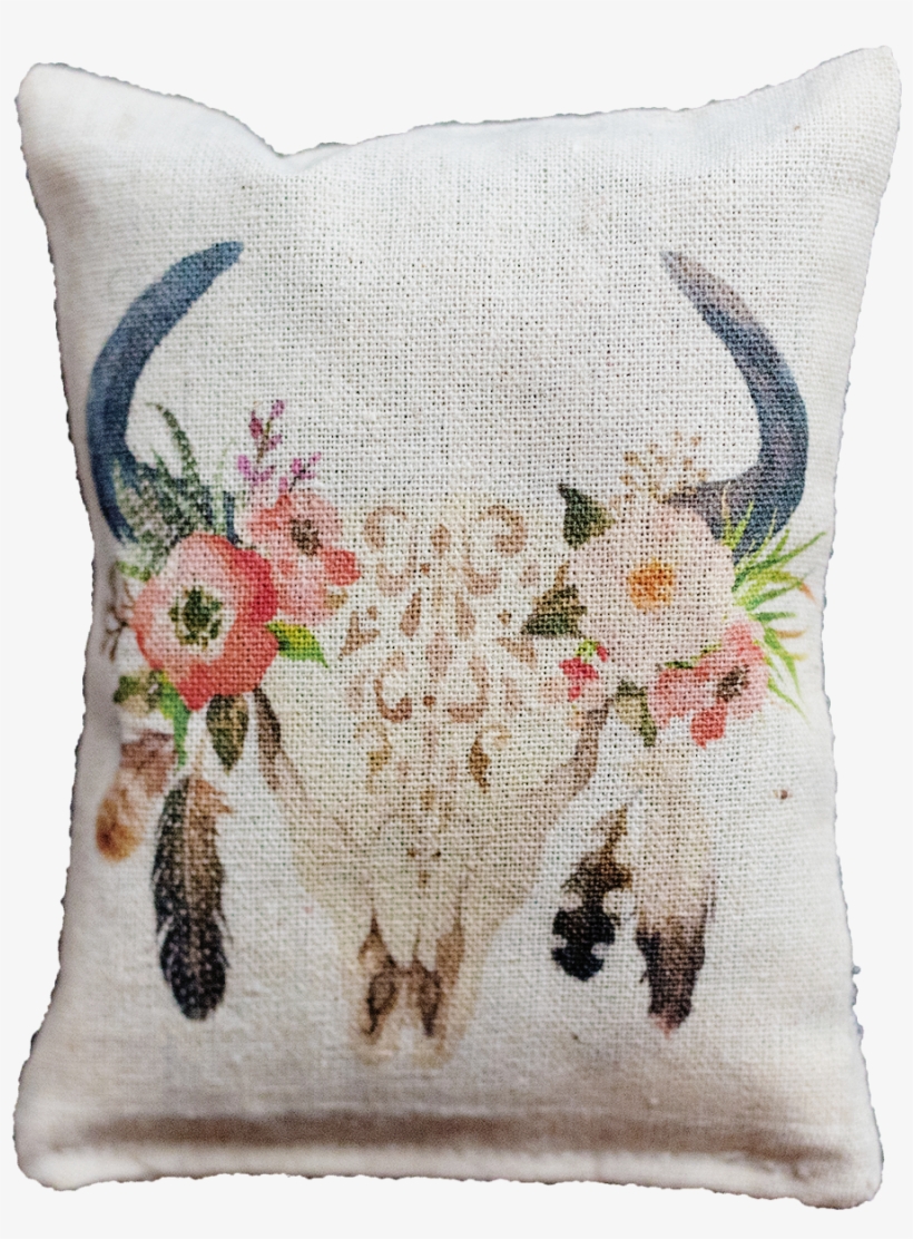 Floral Watercolor Skull - Cushion, transparent png download