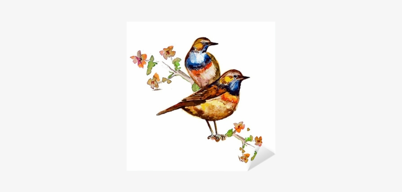 Cute Birds For Your Design - Artland Aloksa: Florale Karte Im Retro Design Mit Wasserfarbe, transparent png download