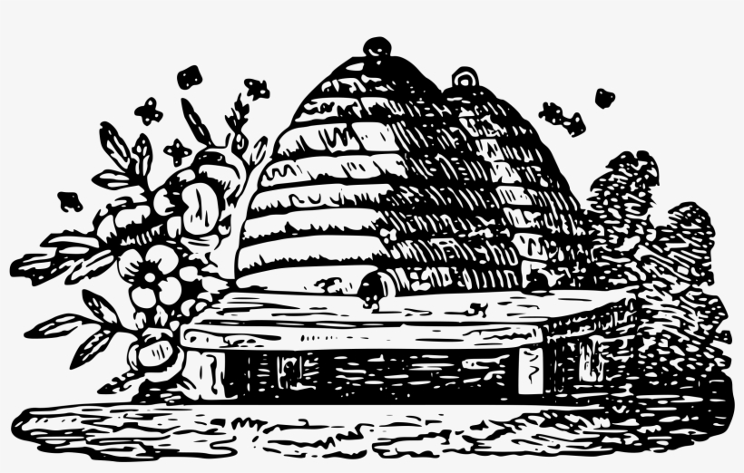 Beehive Drawing At Getdrawings - Bee Hive Art Print - Garden Art Print - Modern Art, transparent png download