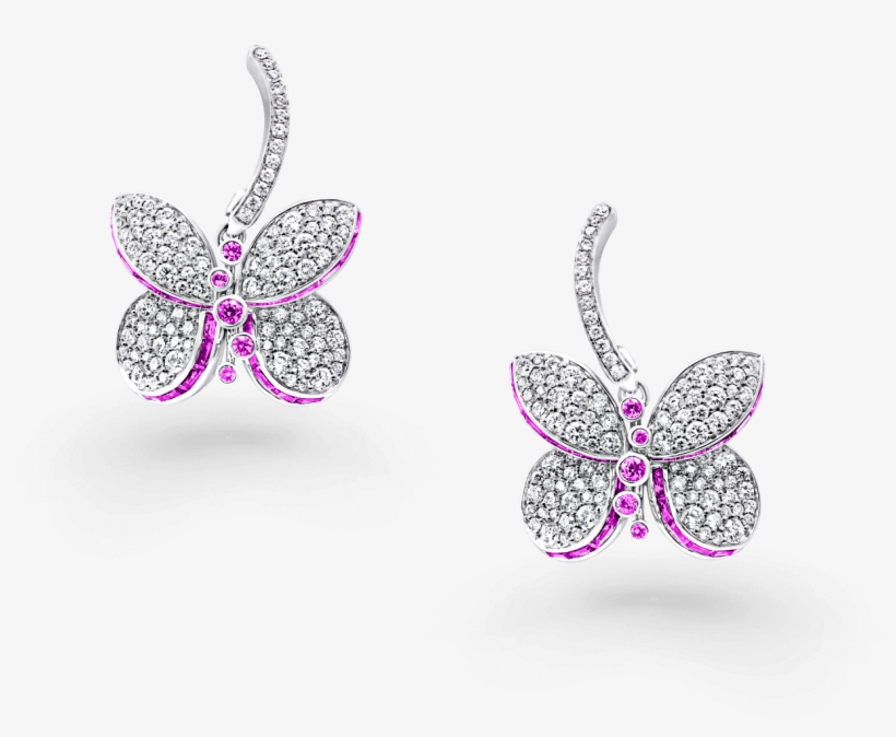 A Pair Of Graff Princess Butterfly Pink And Purple - Graff Princess Butterfly Pendant, transparent png download