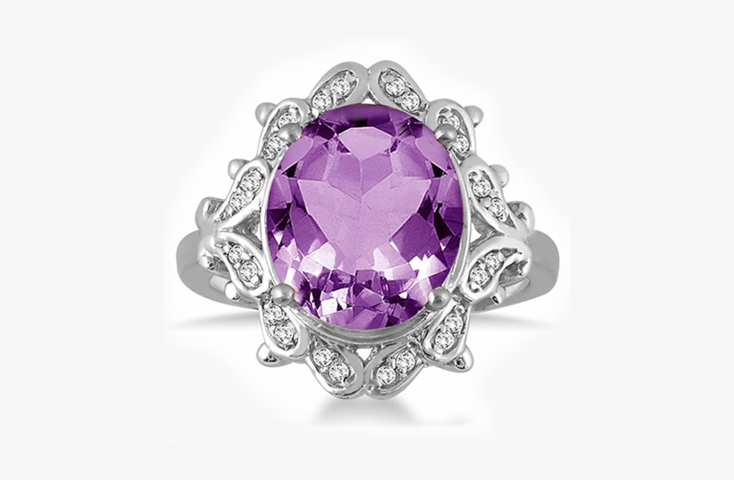 Gemstone Rings - 5 Carat Citrine And Diamond Ring In 10k White Gold, transparent png download