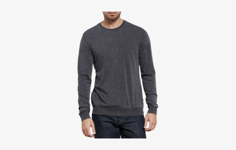 Threads For Thought Men's Burnout Terry Crew Black - Long-sleeved T-shirt, transparent png download