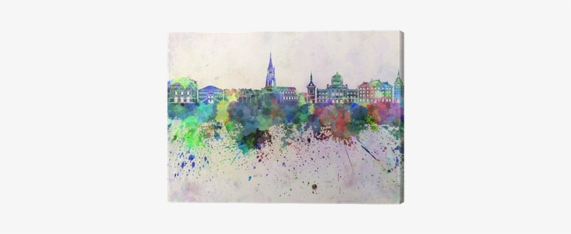 Bern Skyline In Watercolor Background Canvas Print - Art Print: Paulrommer's Bern Skyline In Watercolor, transparent png download