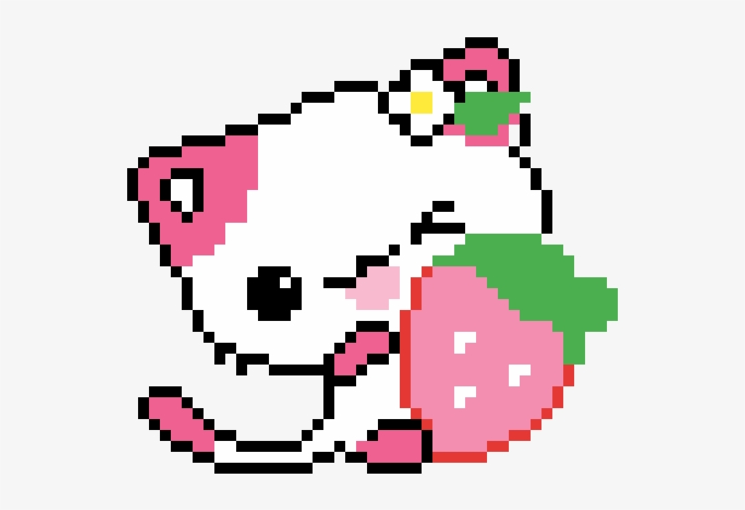 Cute Kitten Licking Strawberry - Ok Google Найди Мне Картинки По Клеточкам, transparent png download