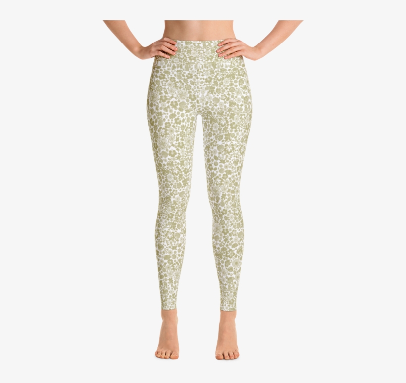 Multiple Flower Pattern On White Yoga Leggings - Yoga Pants Blue, transparent png download