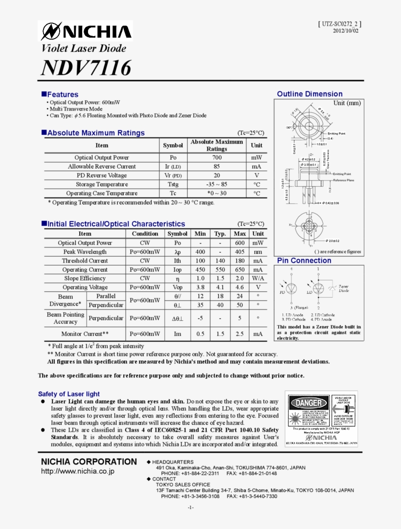 400nm-405nm Blue Laser - 405 Nm Laser Diode Datasheet, transparent png download