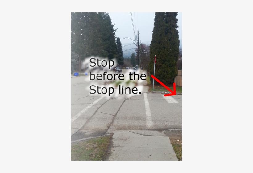 On A Road Test You Must Come To A Complete Stop At - Stop Line At Intersection, transparent png download