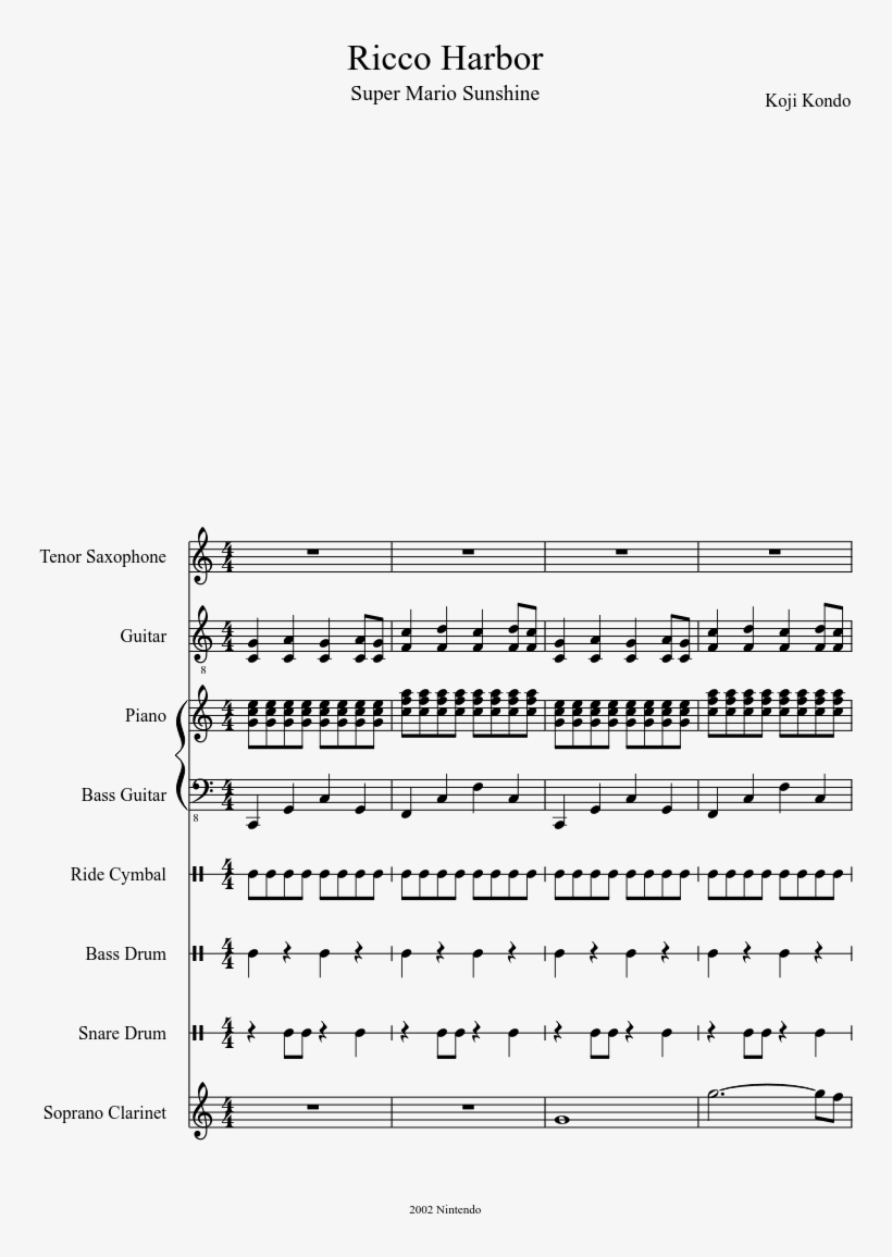 Ricco Harbor Sheet Music Composed By Koji Kondo 1 Of - Ricco Harbor Sheet Music, transparent png download