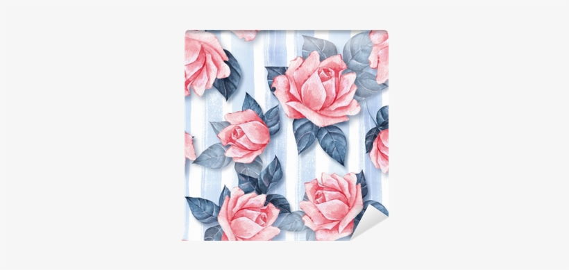 Watercolor Background With Beautiful Roses Wall Mural - Garden Roses, transparent png download