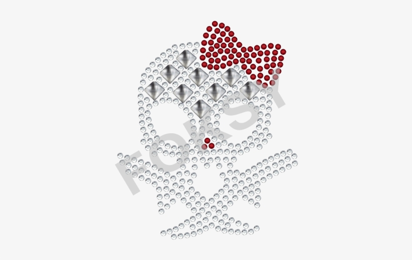 Skull Head Hot Six Rhinestone Bow Iron On Motif Wholesale - Head, transparent png download