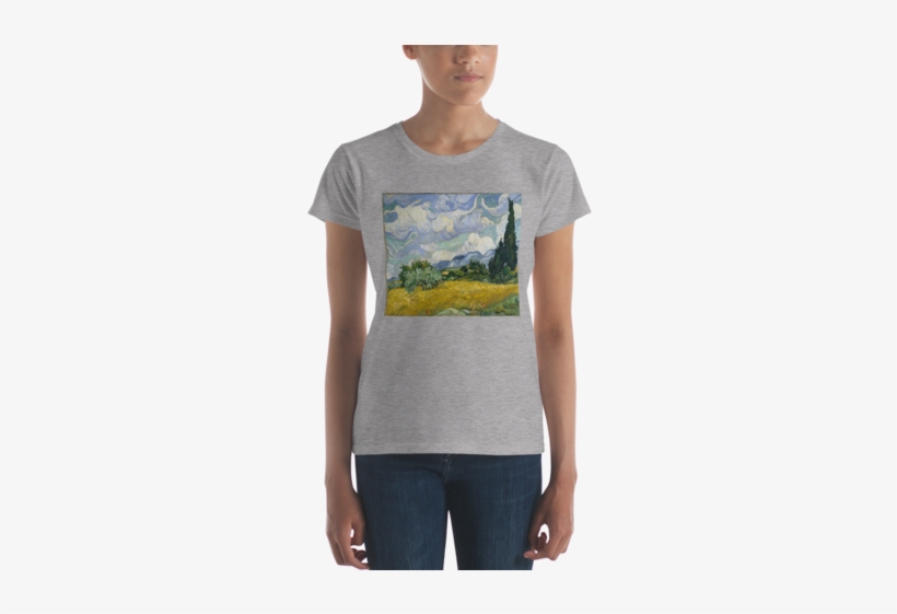 Wheat Field With Cypresses Cotton Art Tee For - Wheat Field With Cypresses, transparent png download