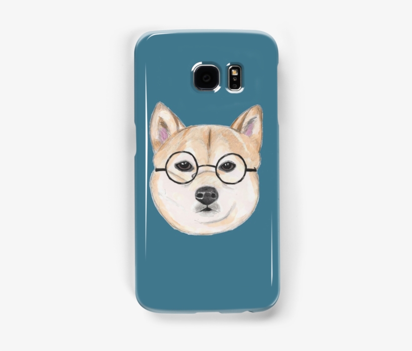 Shiba Inu With Oversized Round Glasses Samsung Phone - Kundengerechtes Shiba Inu Mit Übergroßen Gläsern Karte, transparent png download