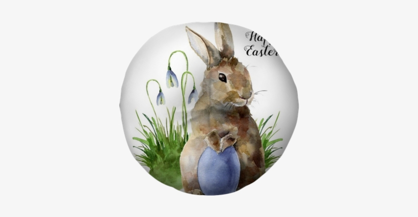 Watercolor Easter Card With Bunny, Snowdrops And Colored - Kartki Wielkanocne Ręcznie Malowane, transparent png download