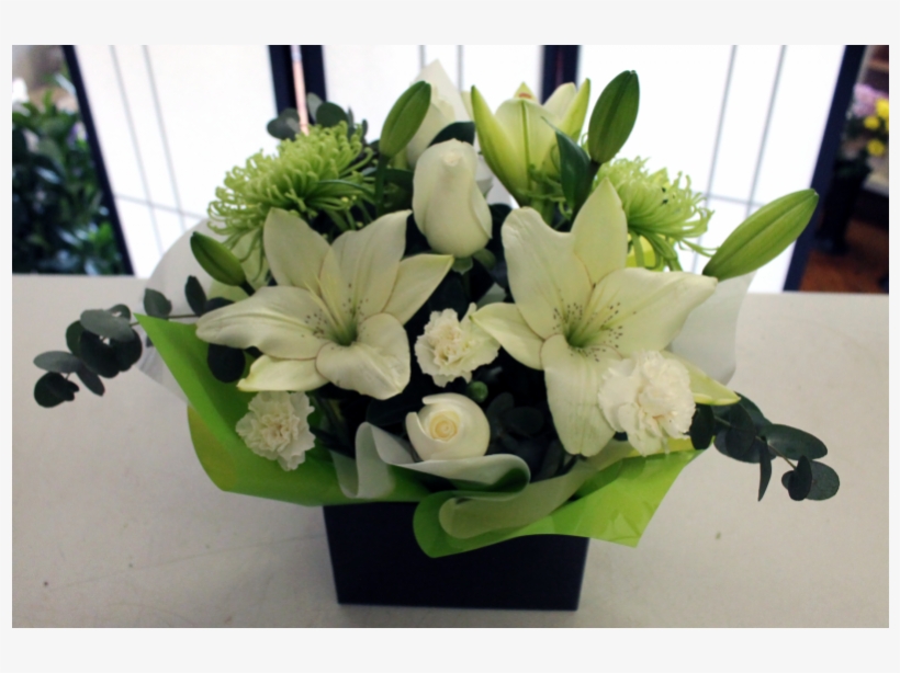 Medium Boxed Arrangement Featuring White Lilies - Lily, transparent png download