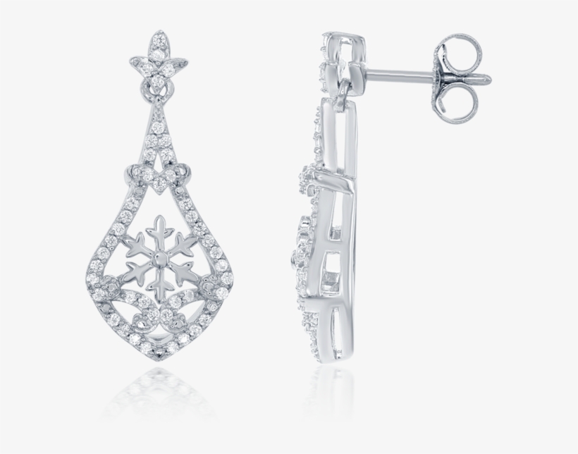 Elsa Frozen Snowflake Dangle Earrings In 14k White - Enchanted Disney Belle's Rose Diamond And Rose Gold, transparent png download