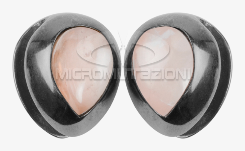 Black Brass Ear Weights With Rose Quartz Tear Drop - Rose Quartz, transparent png download