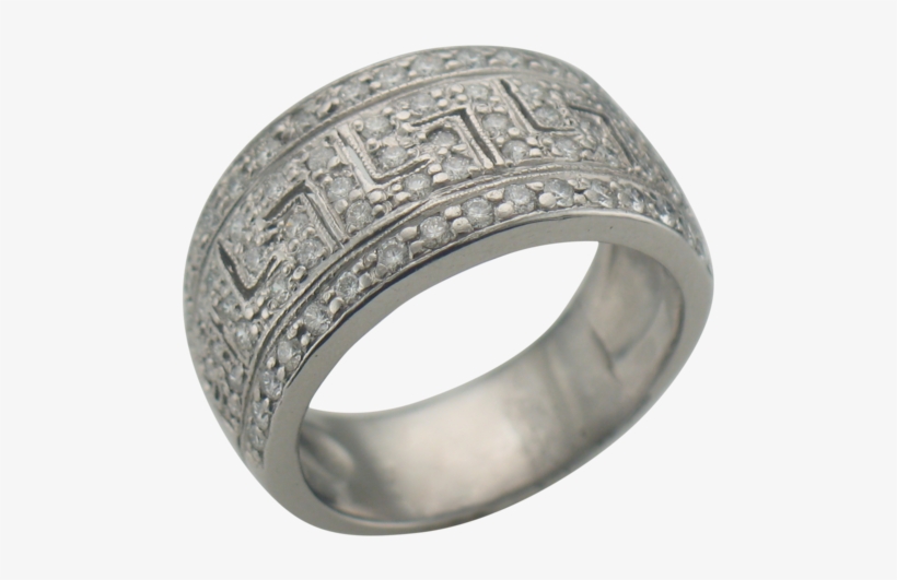 Vintage Platinum Greek Key Diamond Ring, transparent png download