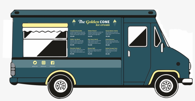 Fictitious Ice Cream Truck With Billboard And Banner - Food Truck, transparent png download