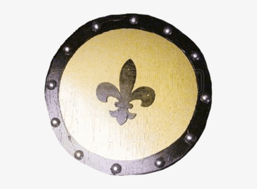 Wooden Gold Fleur De Lis Buckler Shield - Shield, transparent png download