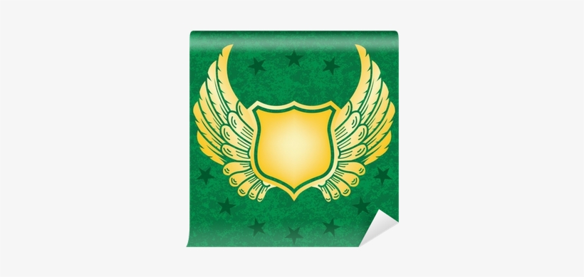 Gold Shield On Green Grunge Background Wall Mural • - Gold, transparent png download