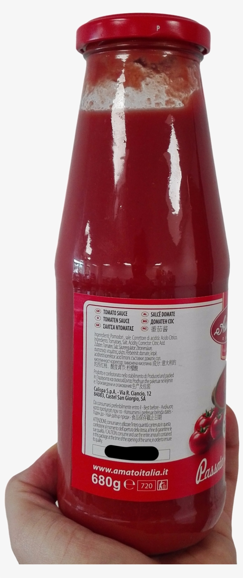Amato Tomatoe Puree Passata Gr 680 In Glass Bottle - Tomato Sauce, transparent png download
