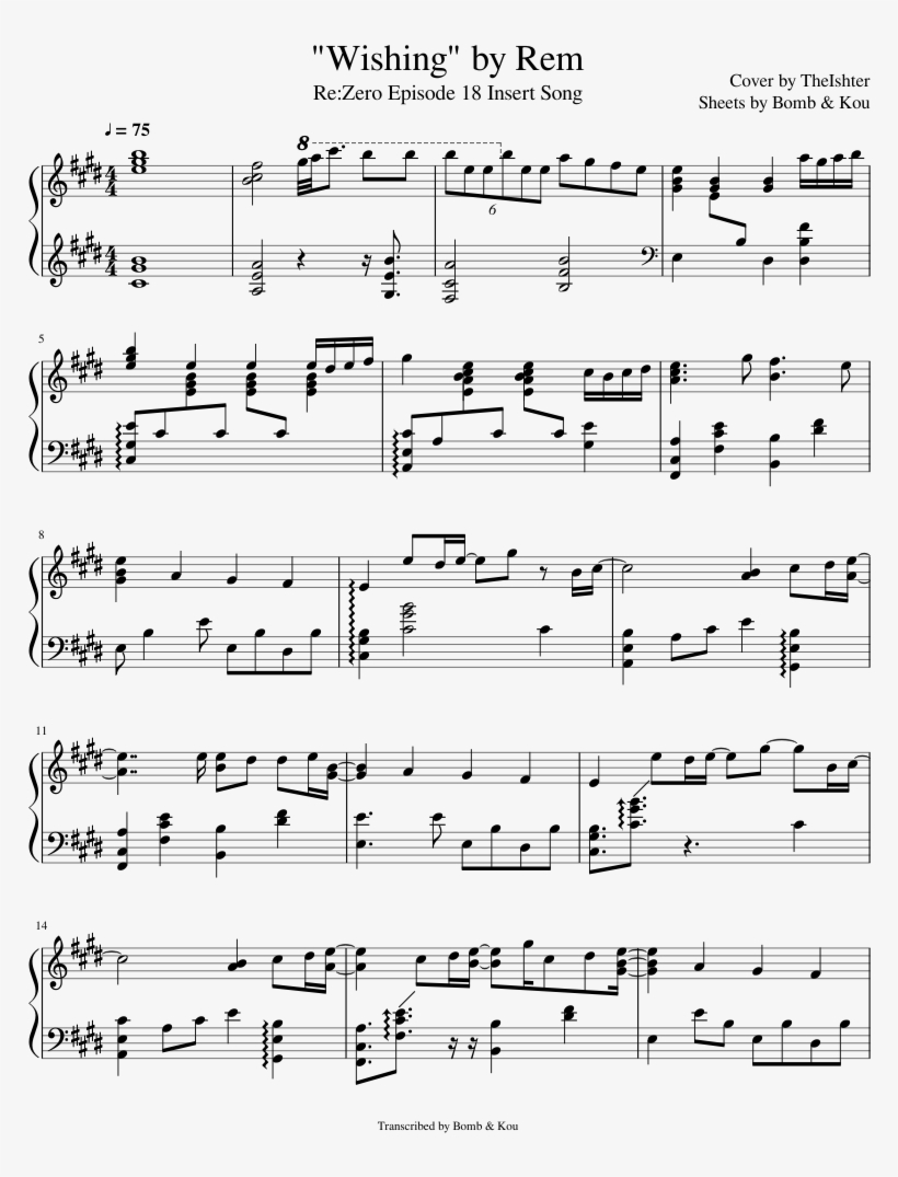 "wishing" By Rem Sheet Music Composed By Cover By Theishter - Choir, transparent png download