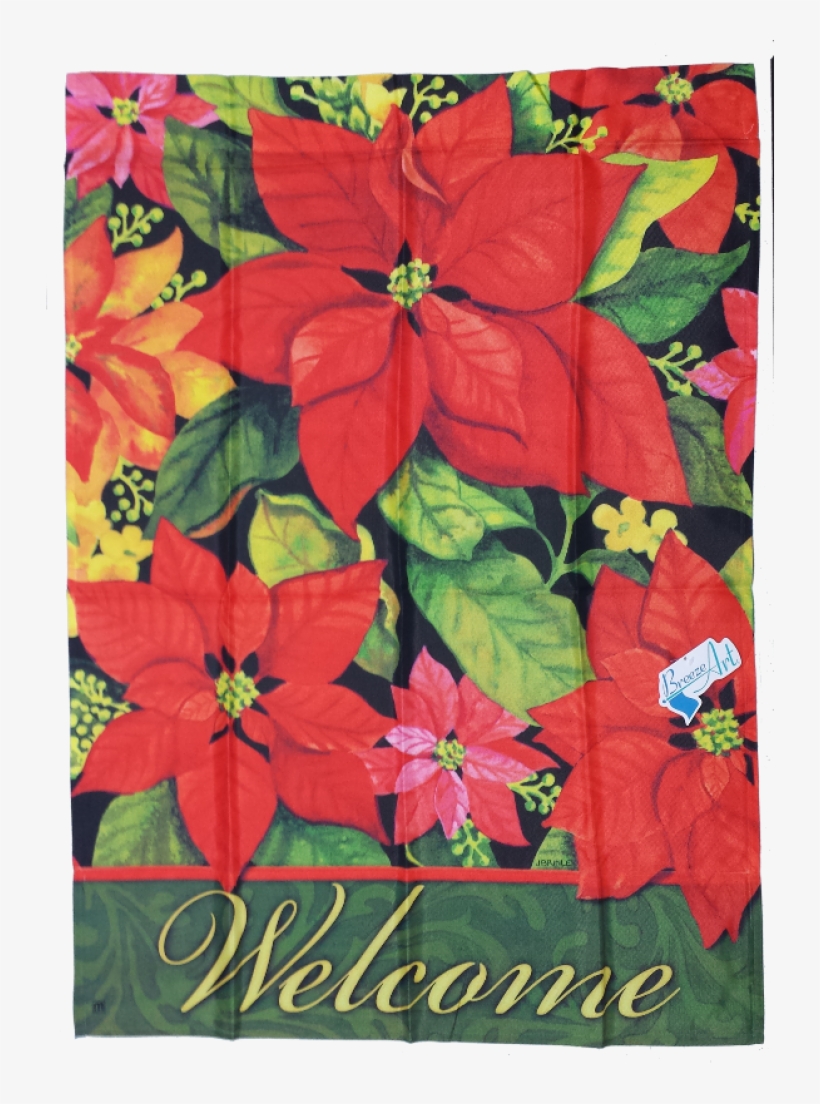 Poinsettia Welcome House Flag - Poinsettia Welcome Magnetic Mailbox Cover, transparent png download