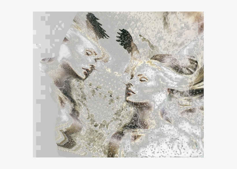 Woman Face Girl Dispersion Background Ftestickers - Painting, transparent png download